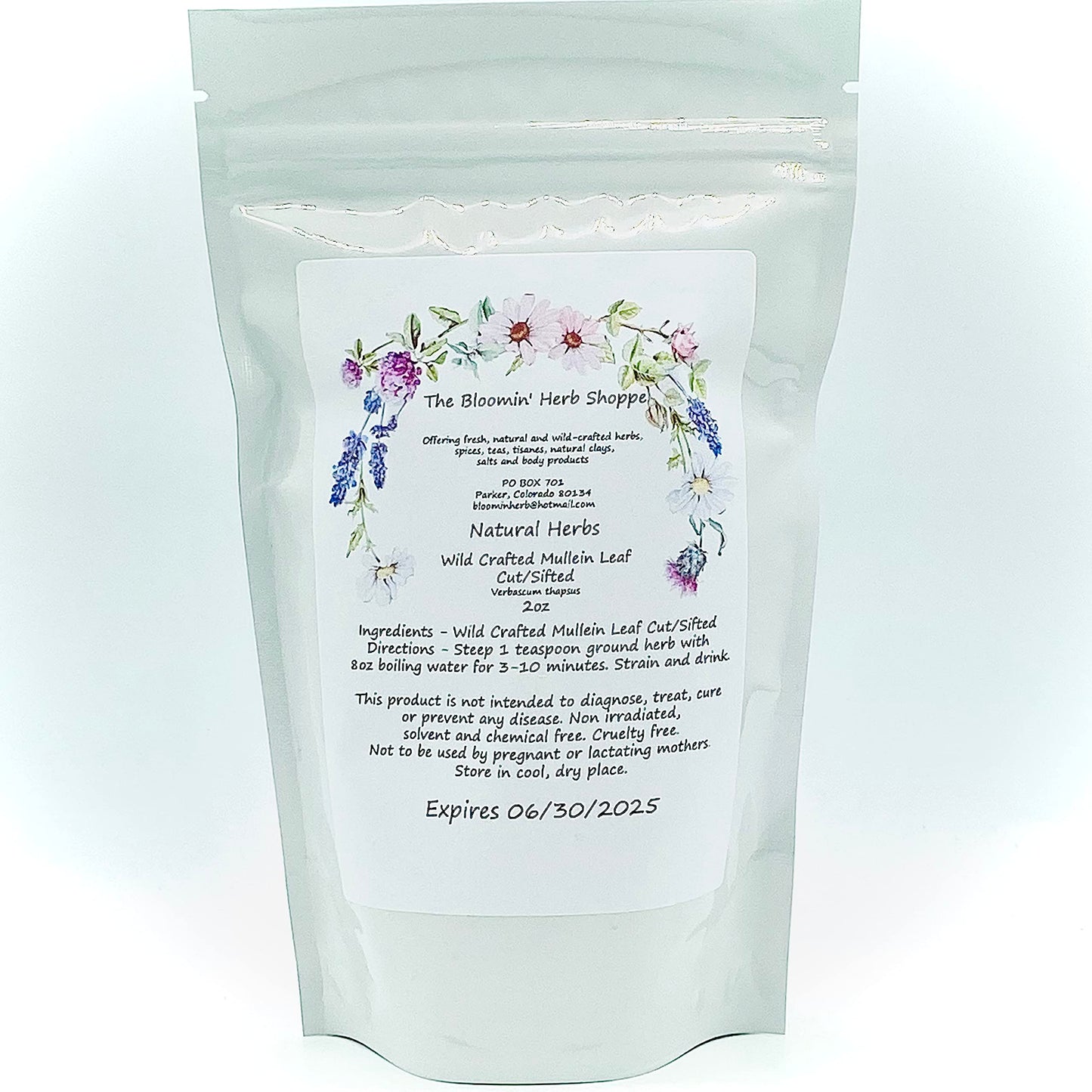Mullein Leaf Dried Cut Sifted Wild Crafted 2oz The Bloomin Herb Shoppe Leaves Tea Caffeine Free, No Additives or Preservatives (2oz)
