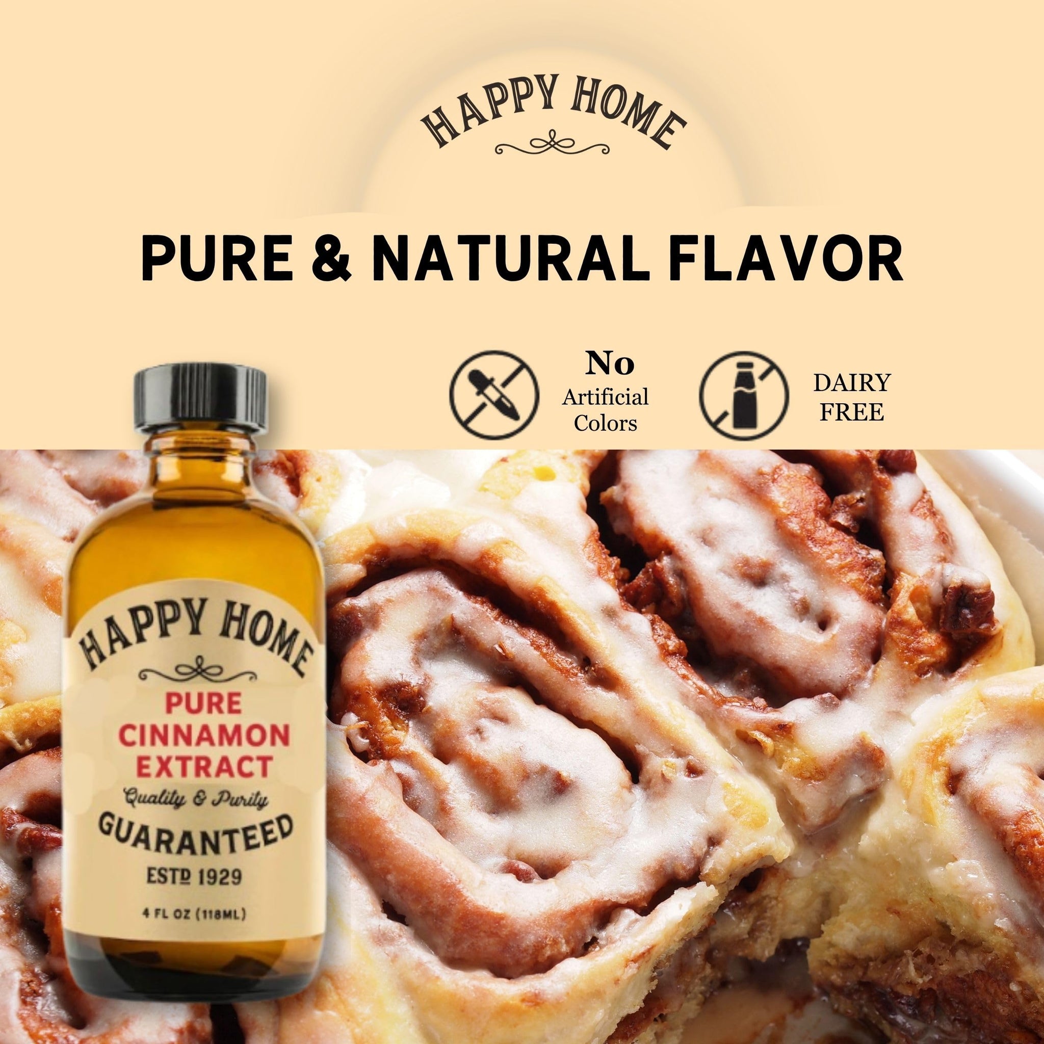 Happy Home Pure Cinnamon Extract, Gluten-Free, Kosher, 4 fl oz