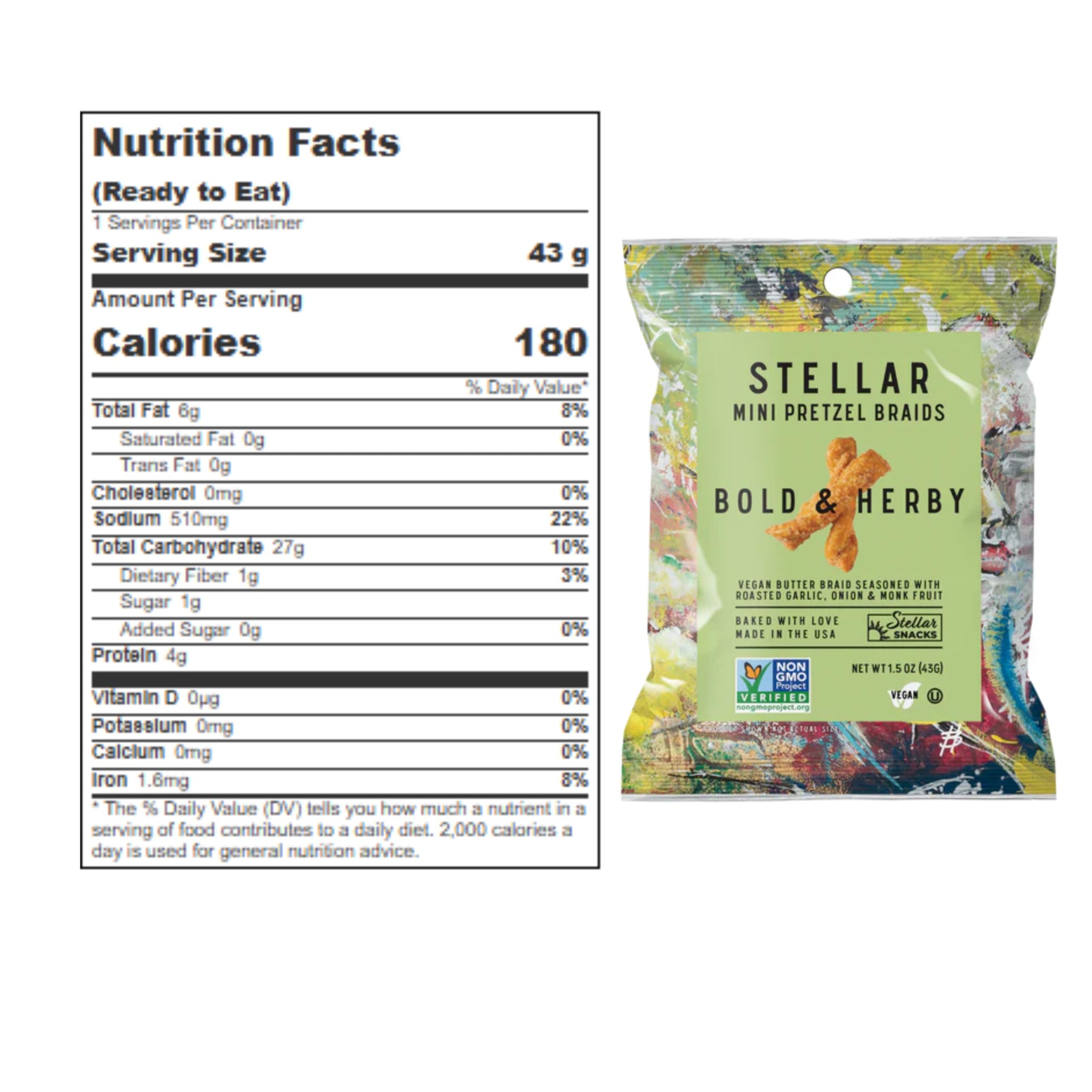 Stellar Snacks Mini Pretzel Braids, 4 Flavor Variety Pack, 1.5 Oz 24 Packs (6 Count x 4 Flavors), Gourmet Pretzel Sticks, Vegan, Kosher, Non GMO