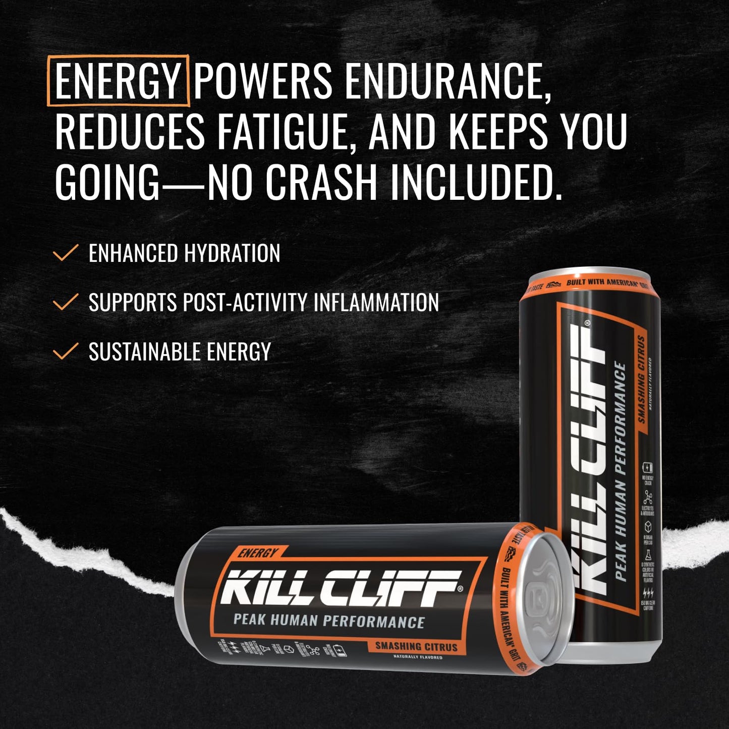 Kill Cliff Energy Drink, Smashing Citrus | Sugar-Free, Keto- Friendly, Gluten Free | Clean Energy, Natural Caffeine, Electrolytes, & B Vitamins| Pre