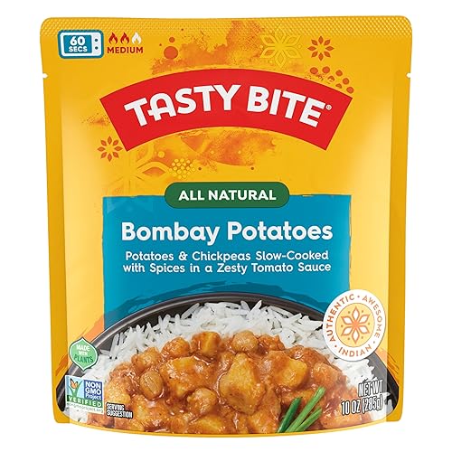 Tasty Bite Bombay Potatoes, 10 Ounce, Ready to Eat, Microwavable Entree, Vegan