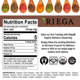 Riega Street Taco Seasoning, Organic Mexican Spice Blend for Cooking Authentic Meals, Barbacoa, 0.9 oz Packets, 8 Count