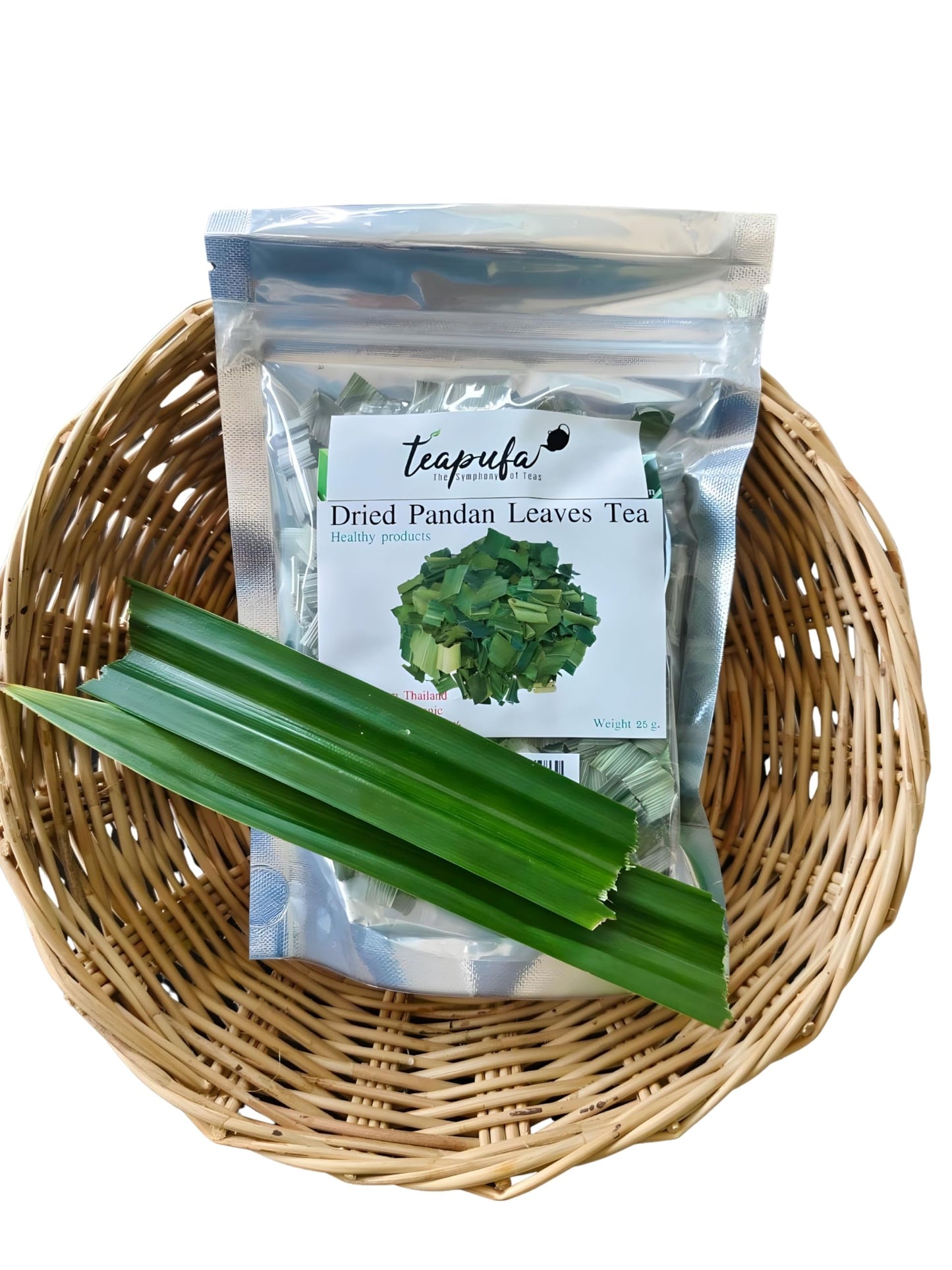 Teapufa Dried Pandan Leaves Tea, Healthy Product from Thailand, 25g