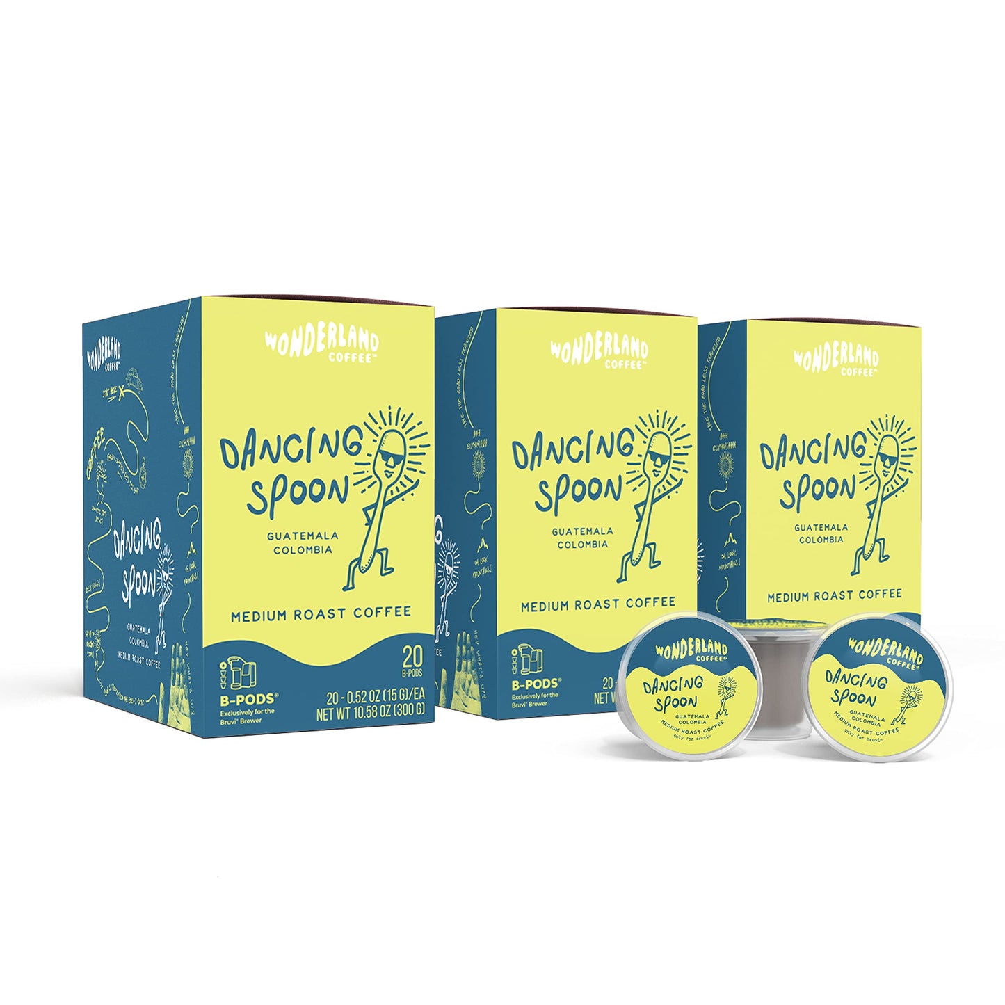 Wonderland Coffee | Dancing Spoon Coffee B-Pods | Only Compatible with Bruvi Single-Serve Coffee Brewer | Includes 60 Pods