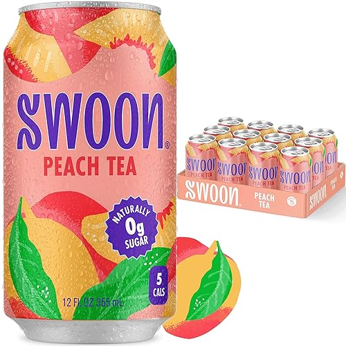 Swoon Peach Tea - Sugar Free, Low Carb, Paleo-Friendly, Gluten Free - Flavored Keto Drinks Made with Organic Black Tea & Sweetened by Monk Fruit