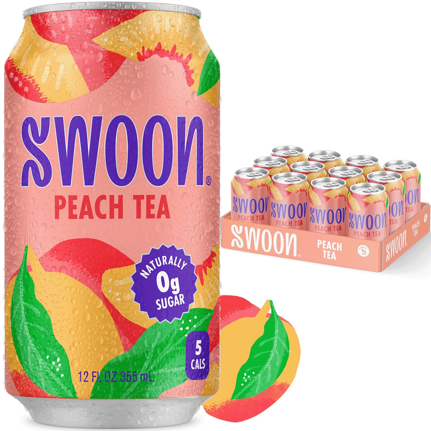 Swoon Peach Tea - Sugar Free, Low Carb, Paleo-Friendly, Gluten Free - Flavored Keto Drinks Made with Organic Black Tea & Sweetened by Monk Fruit