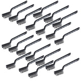 Sunmns 20 Pieces Mini Handle Stainless Steel Wire Bristles Brush Set for Cleaning Welding Slag, Stain and Rust (Silvery)