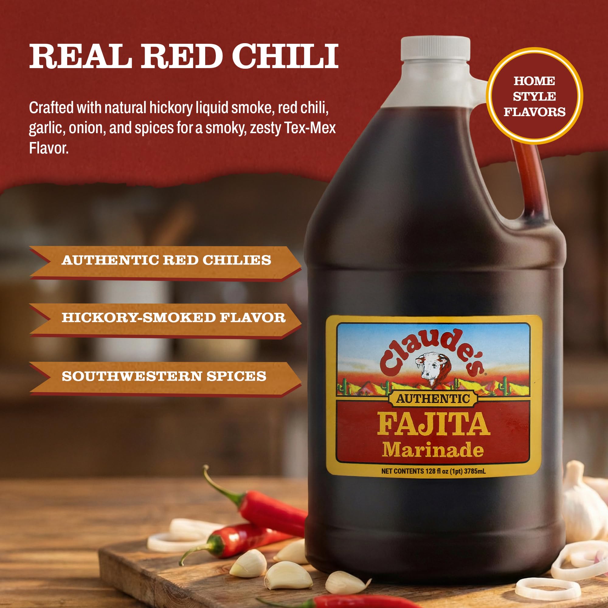 Claude's Fajita Marinade, Gluten Free Hickory Smoke Sauce, 128 oz