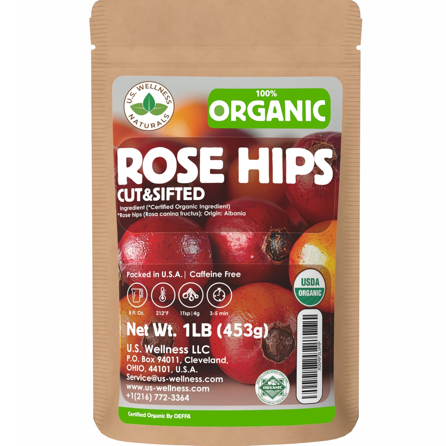 Rose Hips Tea - 1 LB (16 oz) | Real Wild Harvest | 100% USDA Certified Organic | Cut and Sifted Albanian Rose Hips Shells | Aroma-Rich Seedless