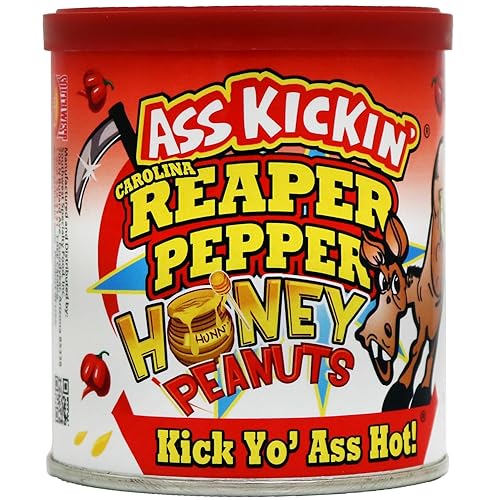 ASS KICKIN' Roasted Spicy Hot Peanuts - 4.25 oz - Ultimate Spicy Gourmet Gift Peanuts - Try if you dare! (Carolina Reaper)