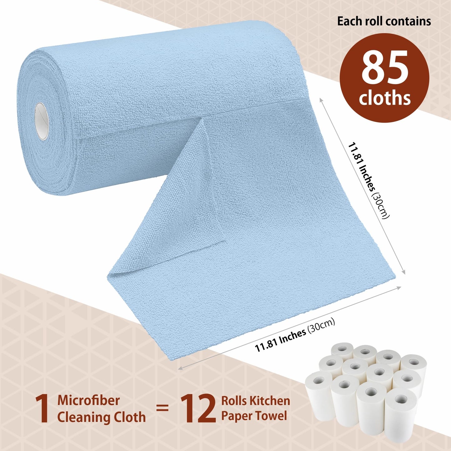 H4N Microfiber Cleaning Cloth Roll, 85 Pack Micro Fiber Wash Cloths for Car, Tear Away Towels, Ultra Absorbent Dish Rags, Non-Abrasive, Reusable
