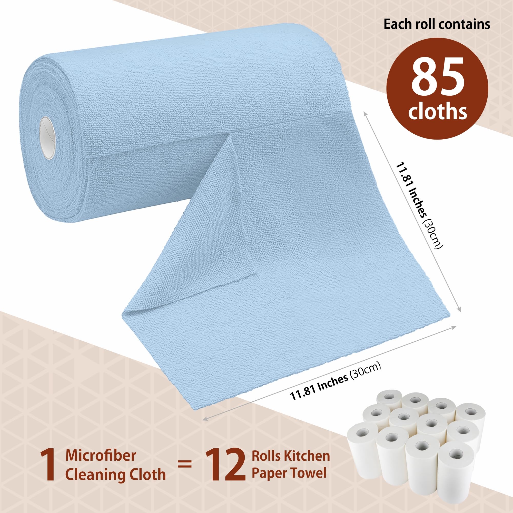 H4N Microfiber Cleaning Cloth Roll, 85 Pack Micro Fiber Wash Cloths for Car, Tear Away Towels, Ultra Absorbent Dish Rags, Non-Abrasive, Reusable