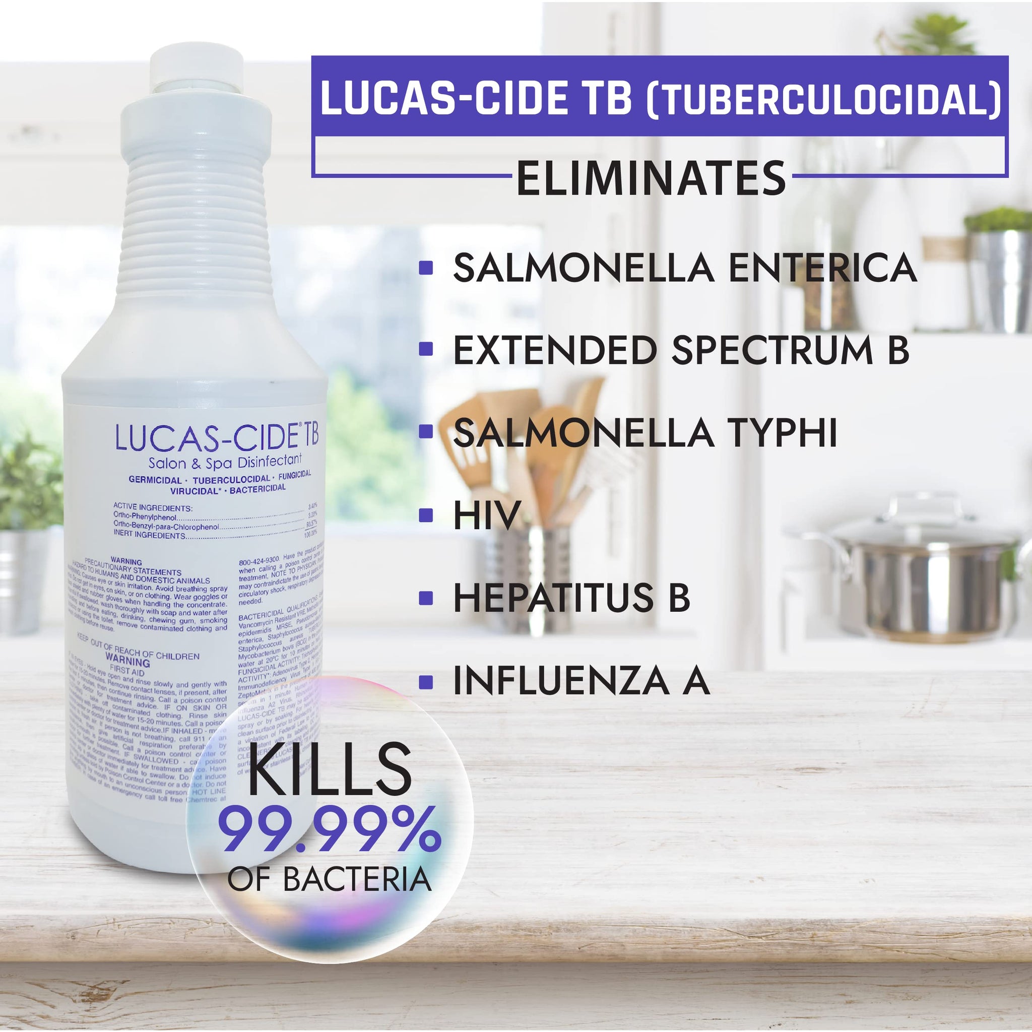 LUCAS-CIDE TB All Purpose Cleaner, Hospital Grade Disinfectant - Home Cleaning Supplies For Everyday Hygiene - Disinfecting Spray Bathroom Cleaner