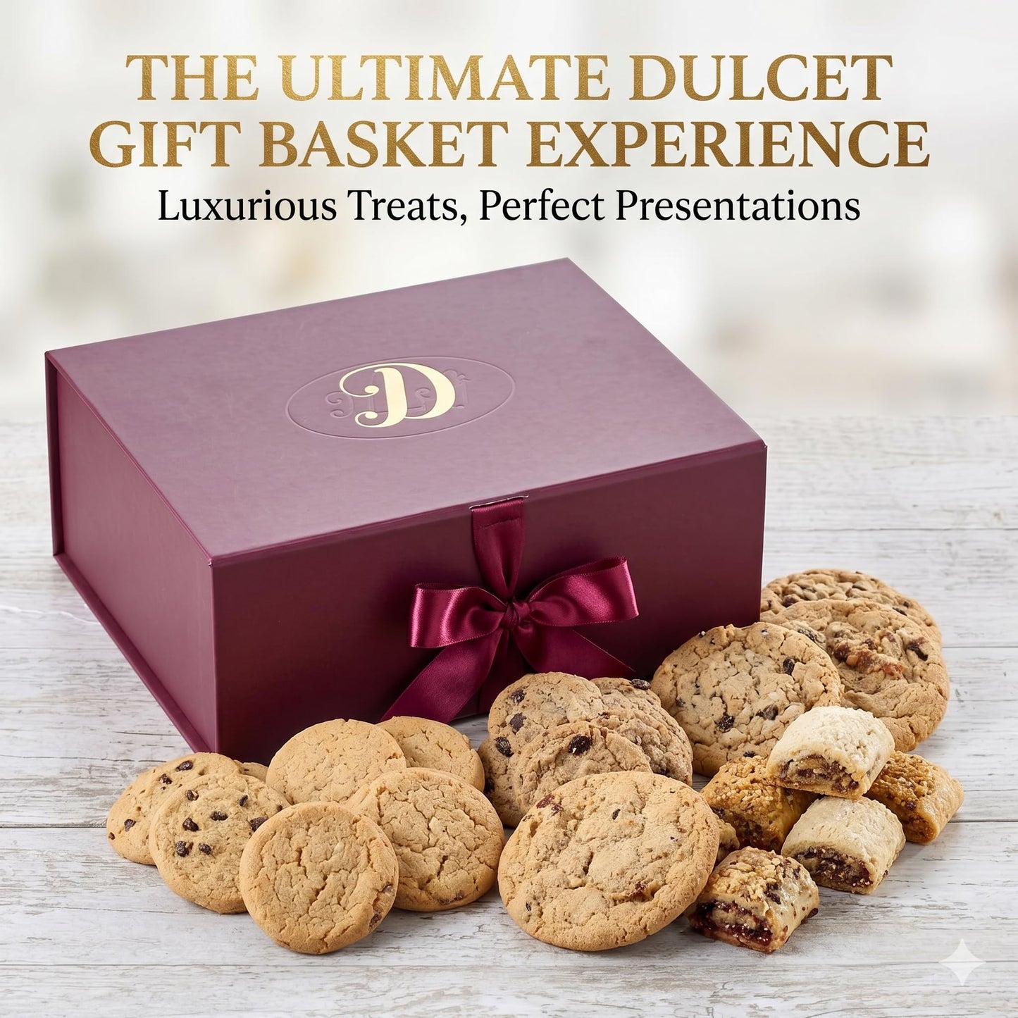 Dulcet Gift Basket for All Occasions - Gourmet Cookies & Rugelach in Elegant Luxury Designed Gift Box - Birthday, Sympathy, Get Well, Corporate