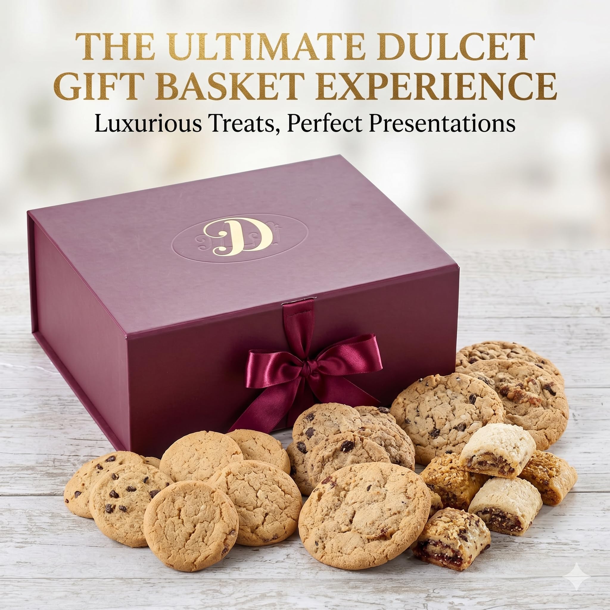 Dulcet Gift Basket for All Occasions - Gourmet Cookies & Rugelach in Elegant Luxury Designed Gift Box - Birthday, Sympathy, Get Well, Corporate