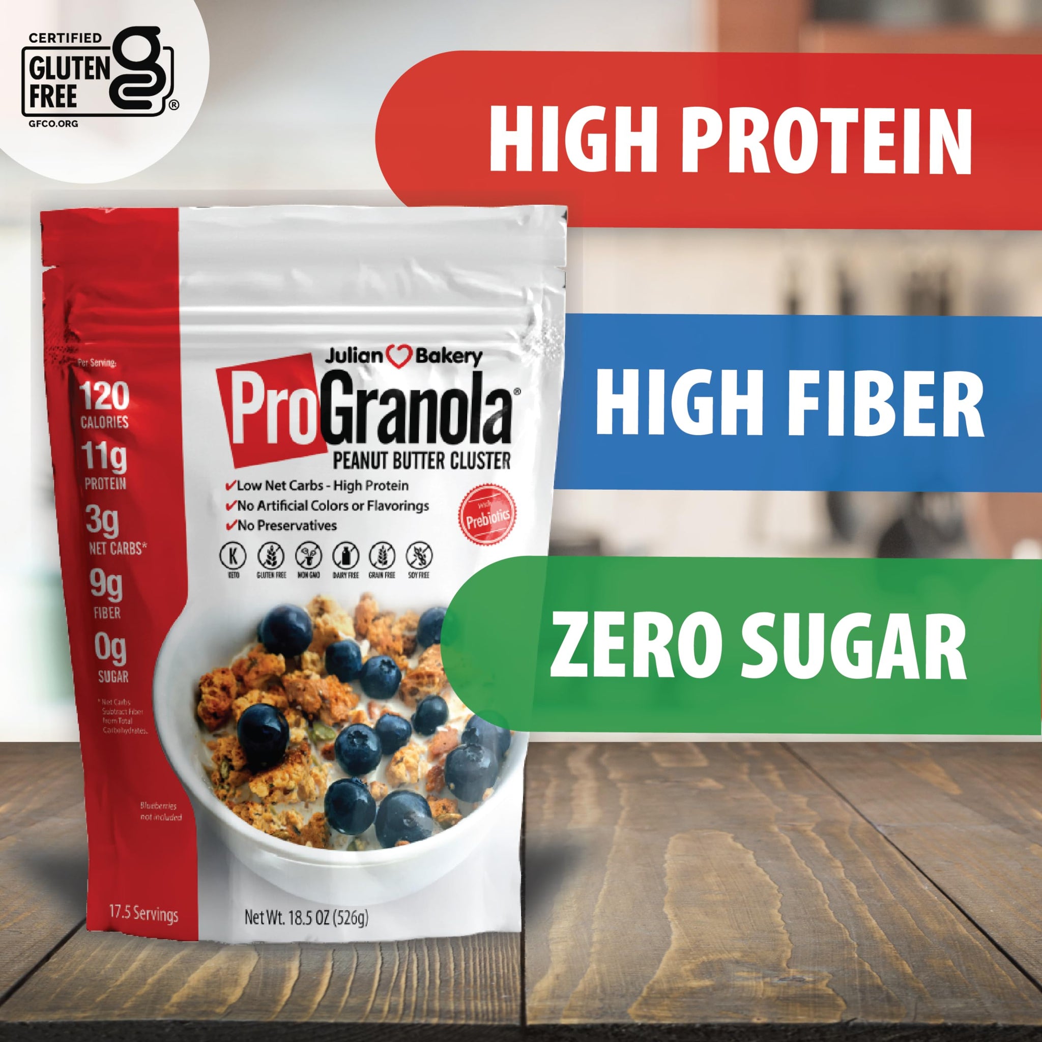 Julian Bakery® ProGranola® Cereal | Peanut Butter Cluster | 12g Protein | 2 Net Carbs | Gluten-Free | Grain-Free | 3 Pack