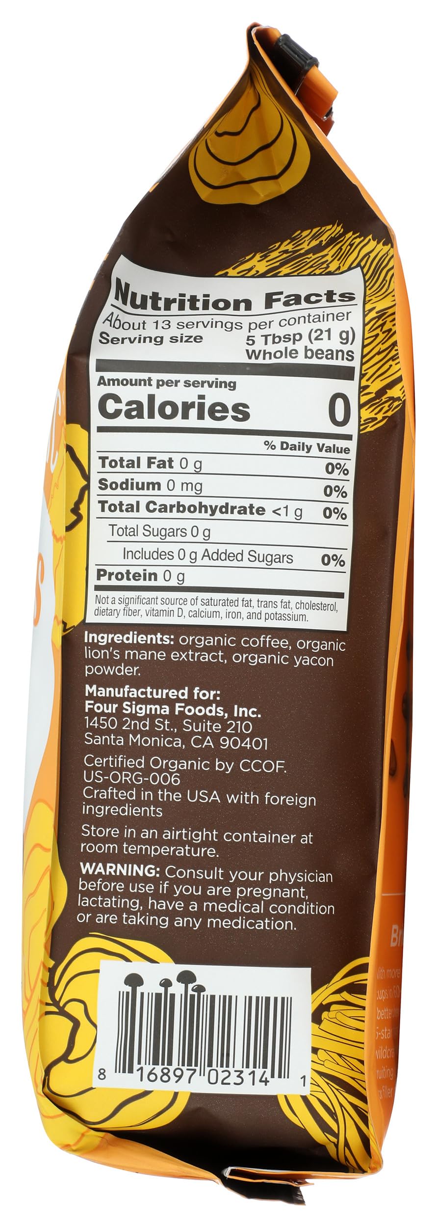 Four Sigmatic Organic Lion's Mane Whole Bean Coffee, 10 OZ