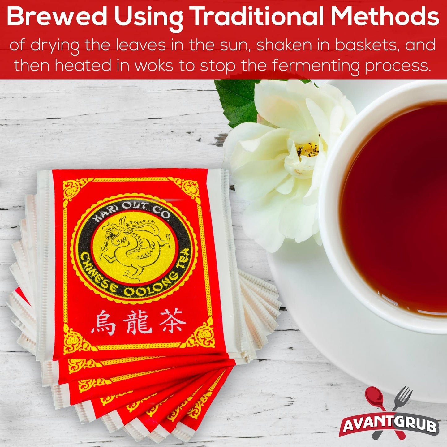 Authentic Restaurant-Grade Oolong Tea Bags, Premium Chinese Tea Sachets for Hot or Iced Caffeinated Drinks, Semi-Fermented Drink for Detox, Health