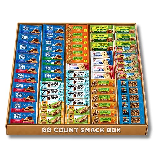 Granola Bars Bulk Variety Pack 66 Count Individually Wrapped Healthy Snacks for Adults Office Break Room Breakfast Bars Snack Box Gift Basket Food