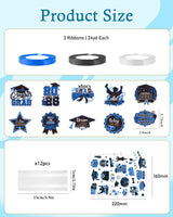 CRASHOT Graduation Candy Lei Making Kit, DIY 2026 Graduation Lei Gift Set with 12 Clear Bags, 3 Rolls Satin Ribbon (Royal Blue/Black/White), 6