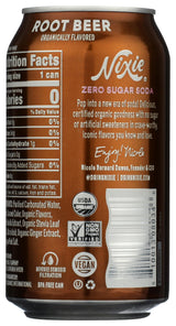 Nixie Organic Zero Sugar Soda, Root Beer, 0 Sugar, 0 Calories, Healthy Soda Pop, Non-GMO, Caffeine Free, 12oz Can (1 Count)