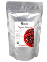 Organic Hibiscus Tea (16 Oz) Certified Organic loose leaf tea help lower blood pressure, caffeine free, Flor De Jamaica