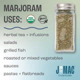 J Mac Botanicals Organic Marjoram (2 oz), dried herb, great for cooking and herbal tea