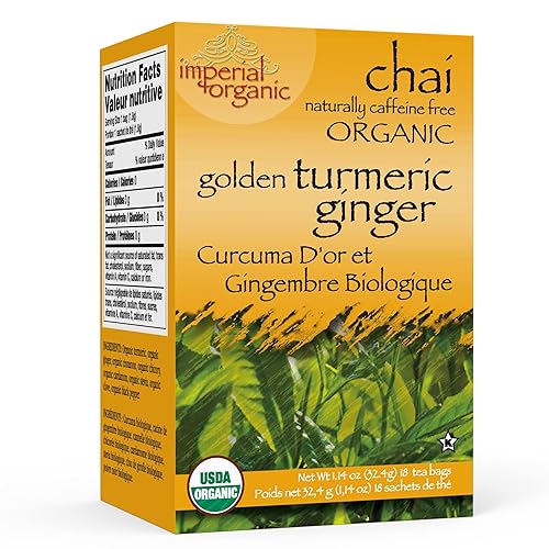 Uncle Lee's Tea Imperial Organic Chai Tea, Naturally Caffeine Free Golden Turmeric Ginger Tea, Organic Cinnamon, Chicory, Cardamom, Stevia, Clove