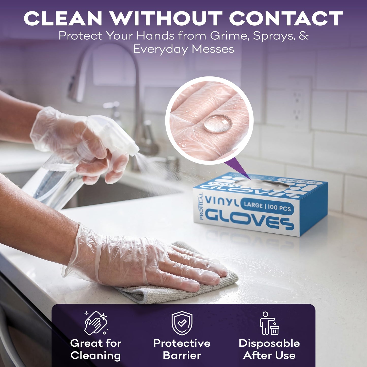 ProHeal Vinyl Disposable Gloves Small - 100 Clear Food Safe Cooking and Household Cleaning Gloves - Powder Free and Latex Free Kitchen Glove for Meal