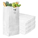 Paper Lunch Bags 16 Lb White Paper Bags 16LB Capacity - Kraft White Paper Bags, Bakery Bags, Candy Bags, Lunch Bags, Grocery Bags, Craft Bags - #16