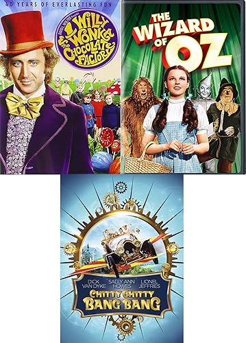 A Magical Car Wizard & Candy Triple Family Musical Adventure Willy Wonka Chocolate Factory + Chitty Chitty Bang Bang & Wizard of Oz Classic DVD Family
