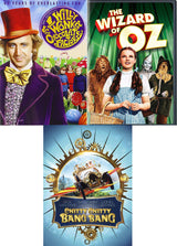 A Magical Car Wizard & Candy Triple Family Musical Adventure Willy Wonka Chocolate Factory + Chitty Chitty Bang Bang & Wizard of Oz Classic DVD Family