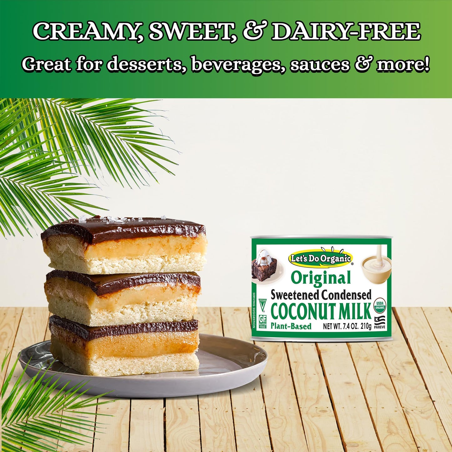 Lets Do Organic Sweetened Condensed Coconut Milk - Vegan Condensed Milk Canned, Coconut Condensed Milk Canned Sweetened - 7.4 oz (Pack of 6)