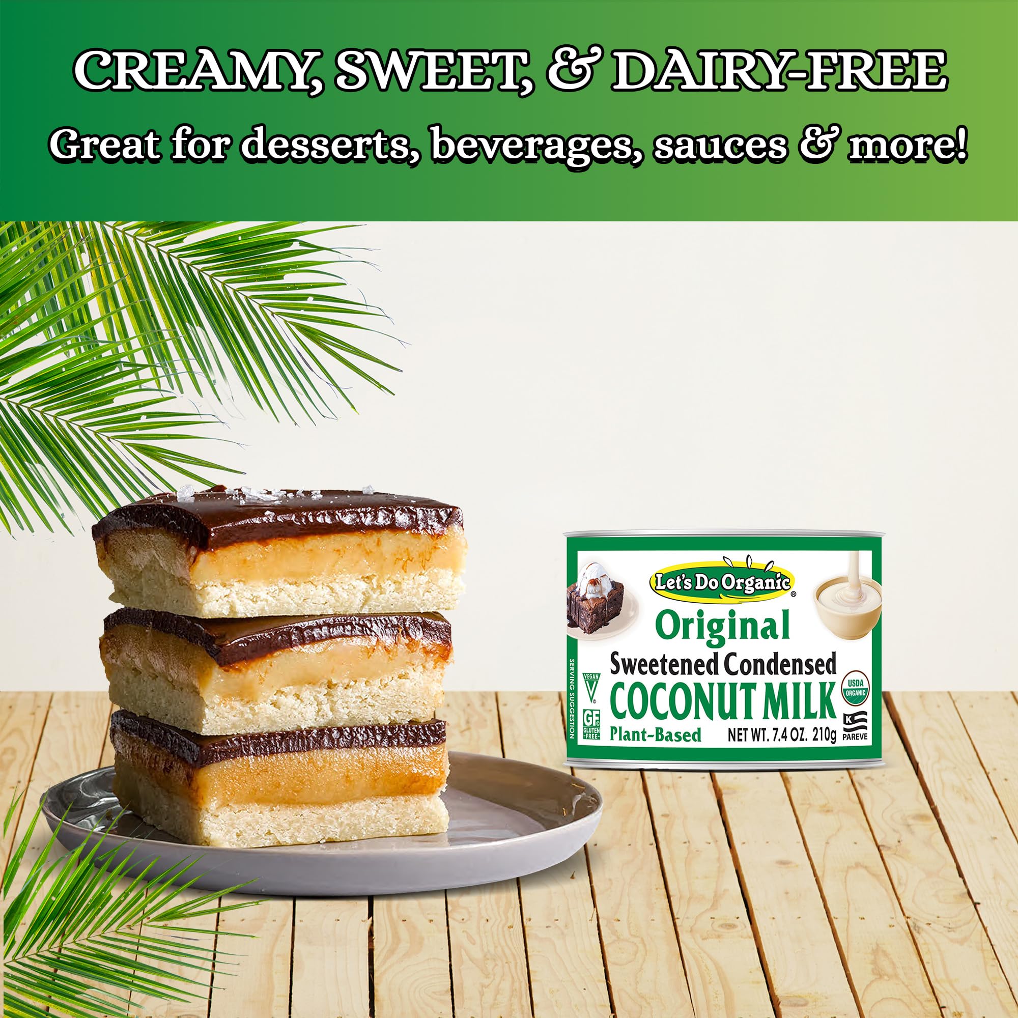 Lets Do Organic Sweetened Condensed Coconut Milk - Vegan Condensed Milk Canned, Coconut Condensed Milk Canned Sweetened - 7.4 oz (Pack of 6)