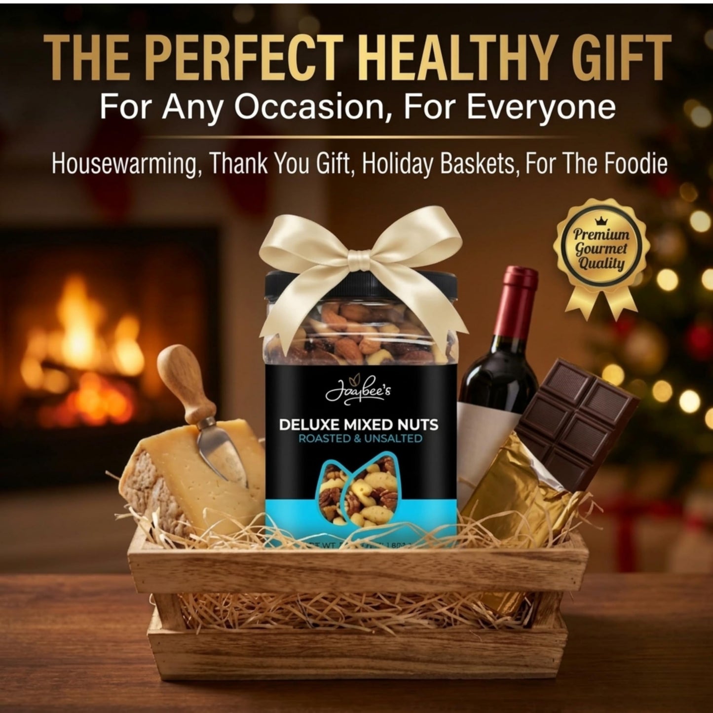 Jaybee’s Unsalted Mixed Nuts | 32 oz | Gourmet Roasted Deluxe Nut Mix with Cashews, Almonds, Pecans, Hazelnuts, Brazil Nuts (No Peanuts) | Keto, Vegan