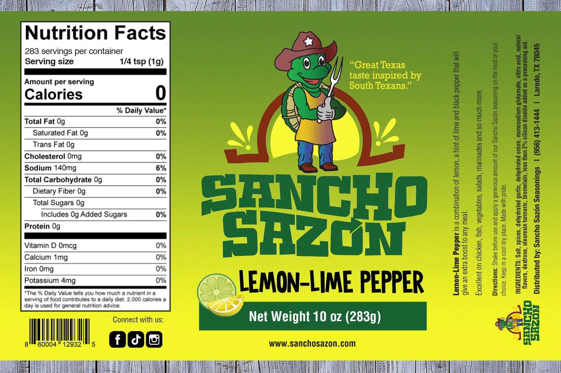 Sancho Sazon - LEMON-Lime Pepper Seasoning - 10oz Zesty Citrus Spice Blend for Chicken, Seafood & Vegetables