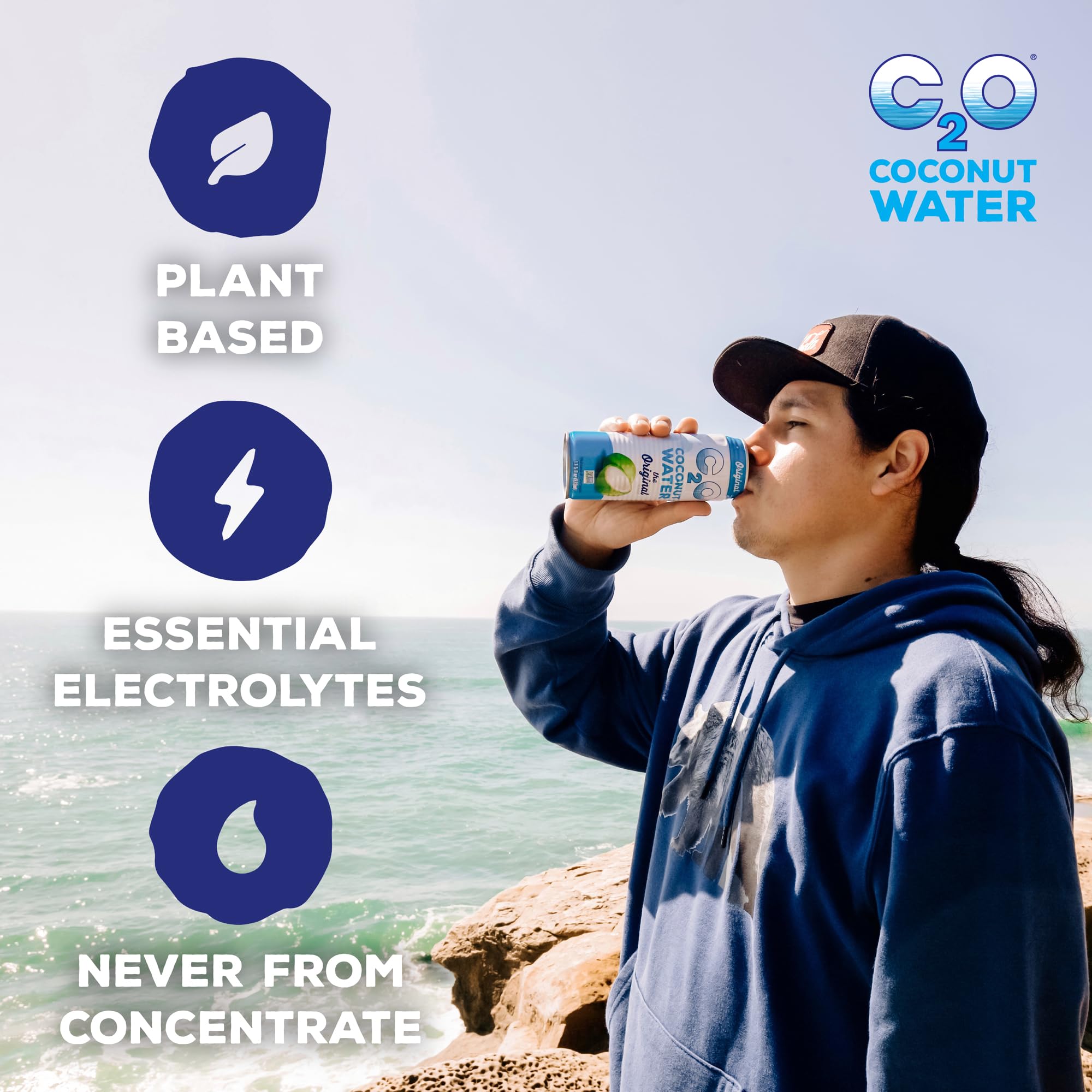 C2O Original Coconut Water, 17.5 Fl Oz (Pack of 12)