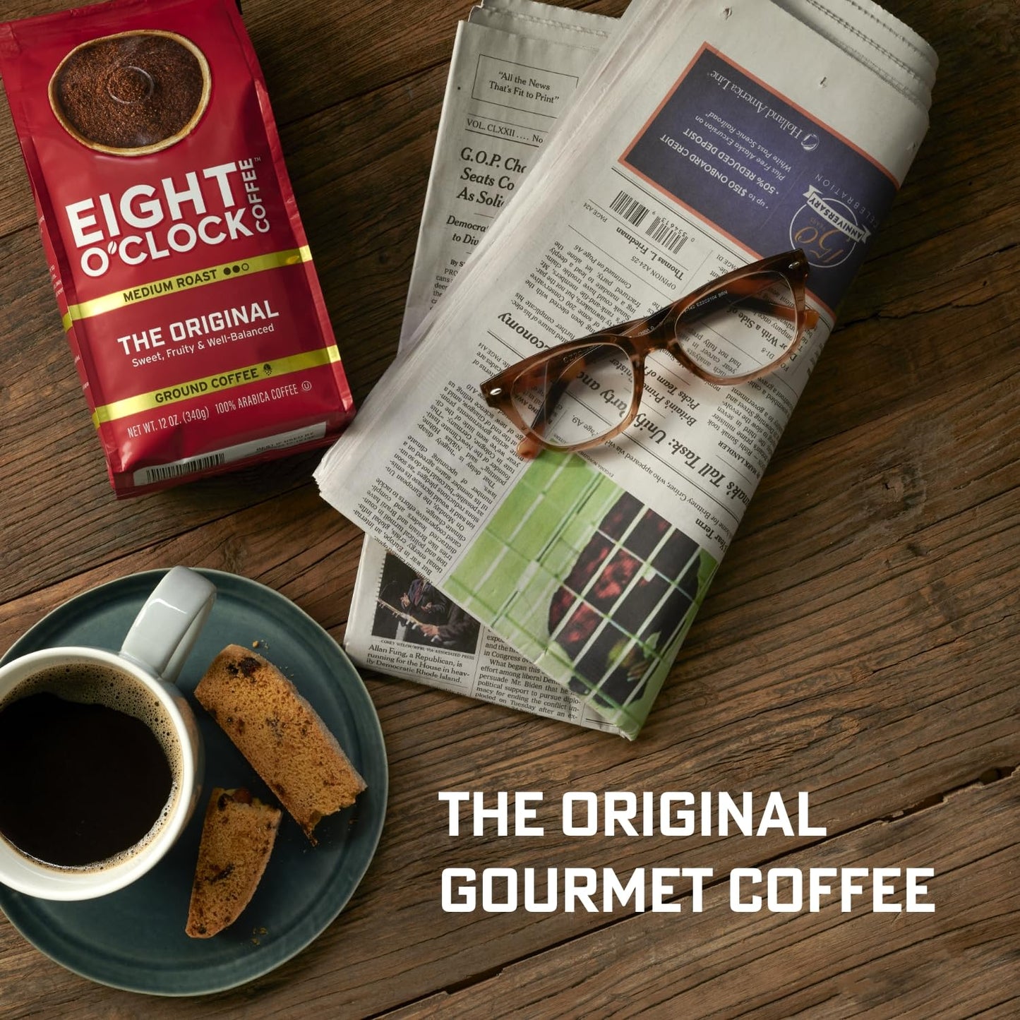 Eight O'Clock Coffee 100% Colombian Peaks & Arabica, 30 Ounce (Pack of 1) Medium Roast Ground Coffee, Rich & Winey