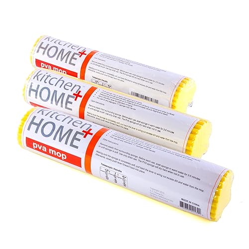 Kitchen Home Sponge Mop Head Refill - Set of 3 Super Absorbent and Durable PVA Roller Mop Head Refill