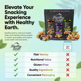Healthy Earth Snacks 3 Flavors Variety Pack, 24 Count | Mixed Nuts & Dried Fruits Gourmet Snacks, Gluten-Free | 8 Packets Per Flavor: Heart Smart