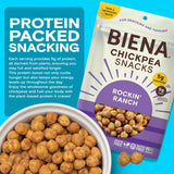 BIENA Chickpea Snacks - Crunchy Roasted Chickpeas - High Fiber Vegan Protein Snacks for Adults and Kids - 5 Ounce Individual Pack - Rockin' Ranch