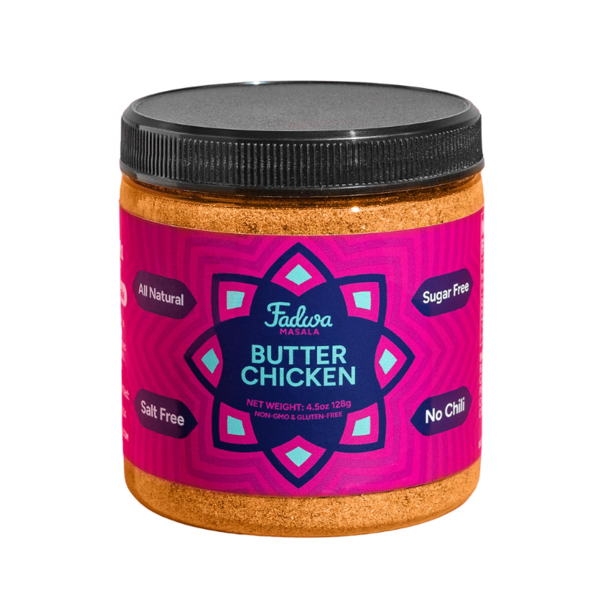 Fadwa Masala Butter Chicken Spice Mix - 4.5 oz Jar, Salt & Sugar Free, Non-Spicy Authentic Desi Spices for Pakistani & Indian Cooking, Curry, Garam
