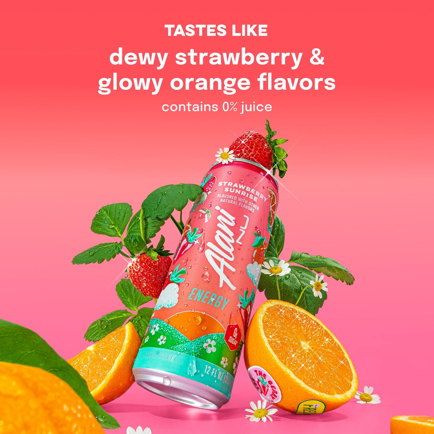 Alani Nu STRAWBERRY SUNRISE Sugar Free, Low Calorie Energy Drinks, 200mg Caffeine, Biotin B Vitamins, Zero Sugar, 10 Calories, 12 Fl Oz Cans, 12 Pack