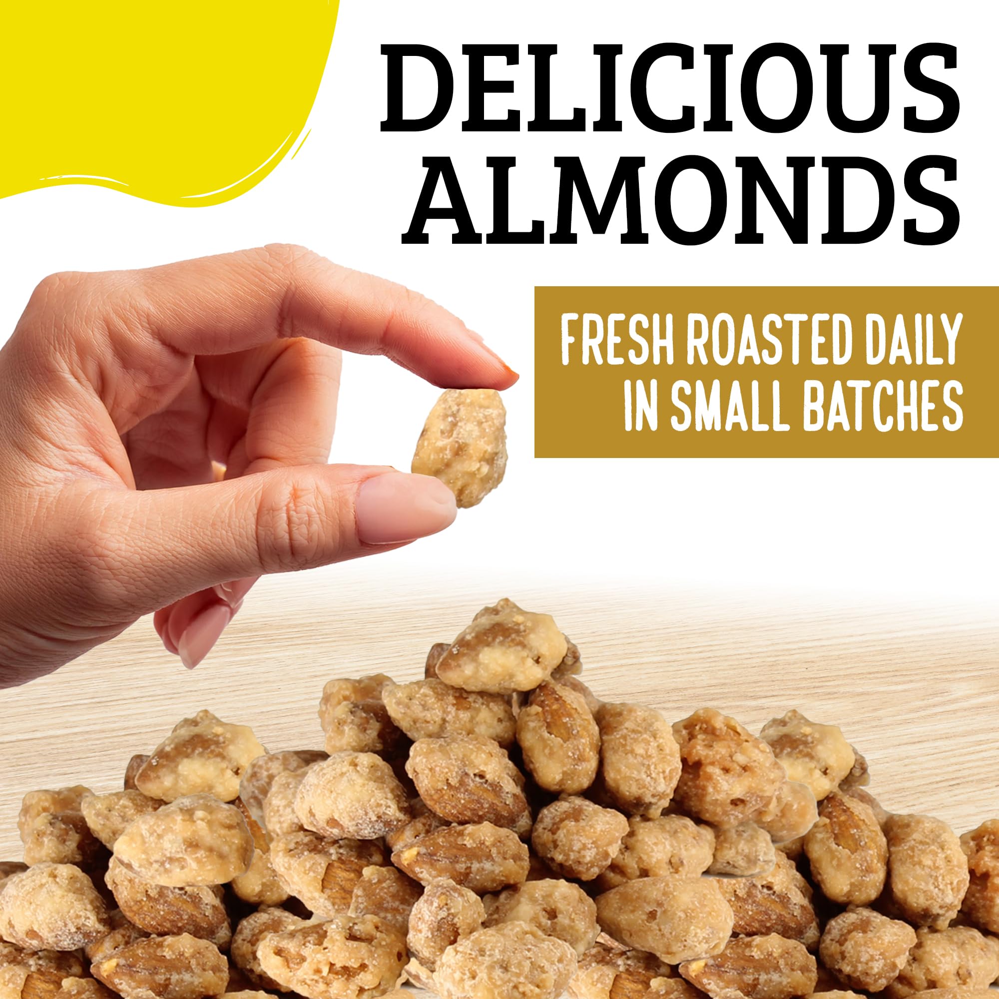 Almond Brothers Roasted Almonds - Pack of 3, 5 oz - Hand Crafted Lemon Glazed Almonds, Gluten-Free, Non-GMO