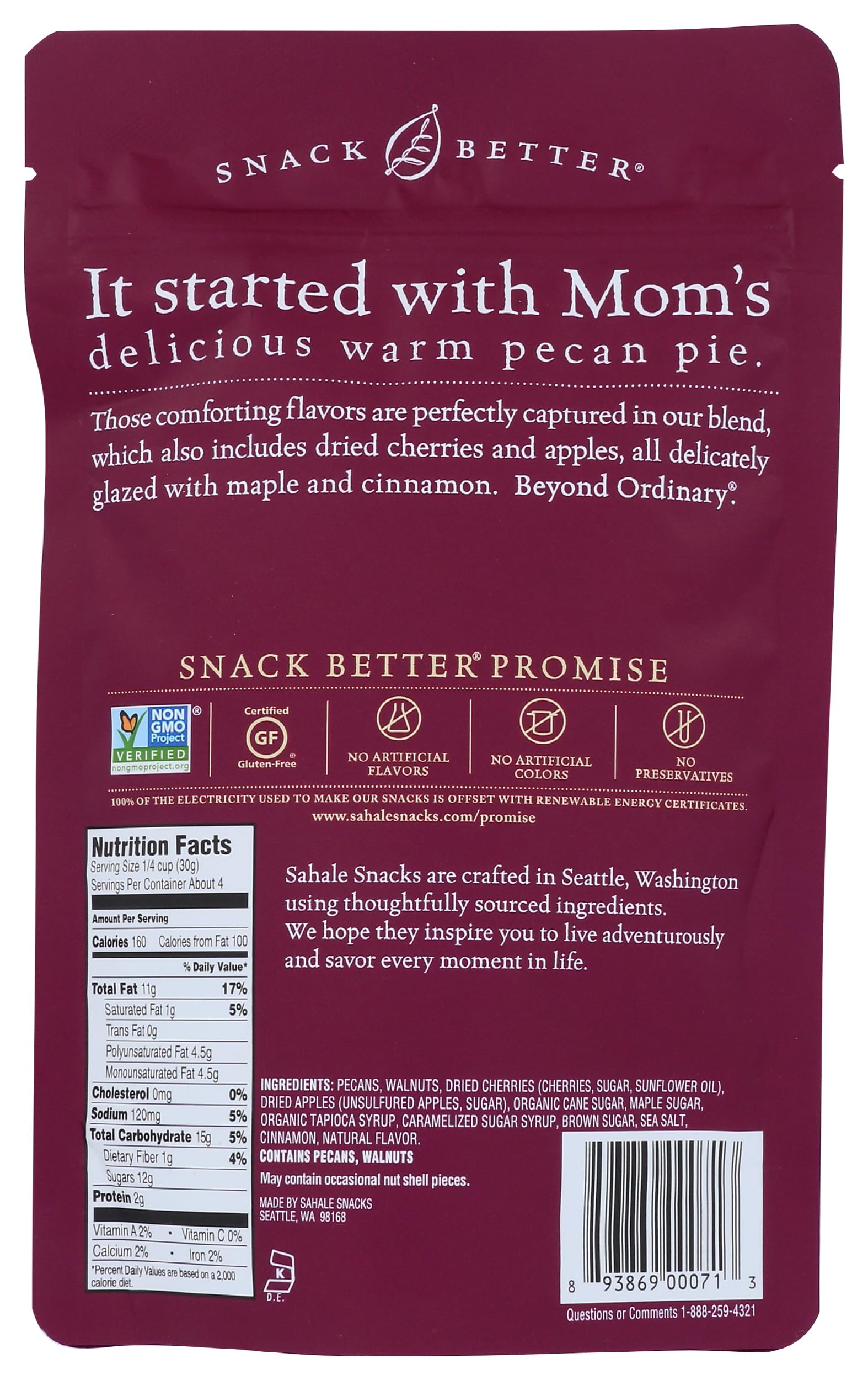 Sahale Snacks Maple Pecans, Glazed Mix, 4 Oz