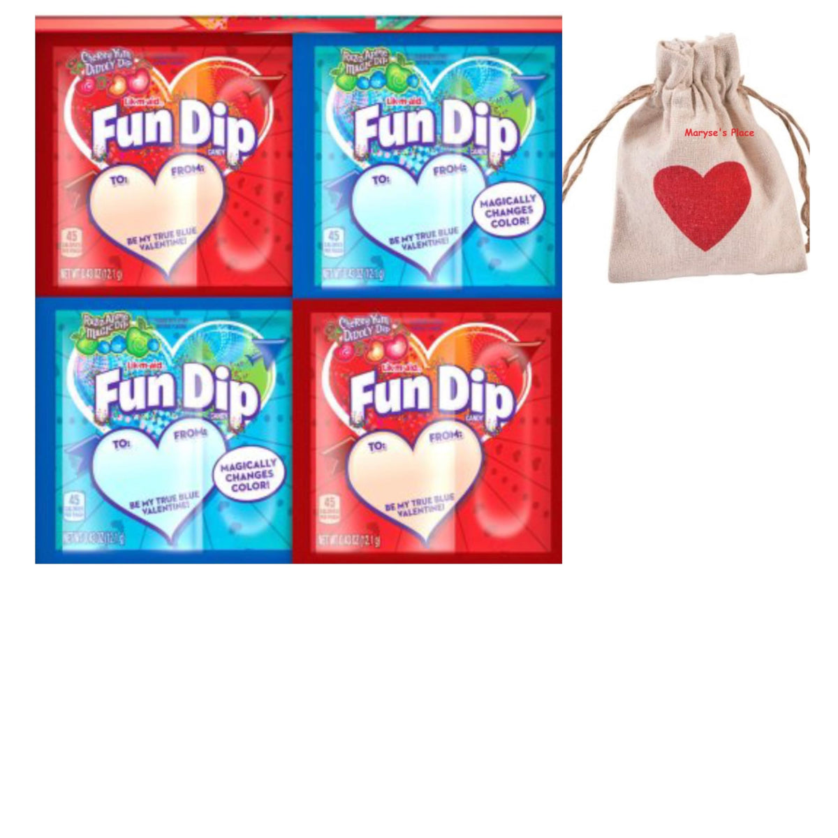 Valentine's Day Gift - Fun Dip Valentine's Day Candy, Friendship Exchange, 60 Ct Box Come With Maryse's Place Treat Bag (fun dip cherry valentines