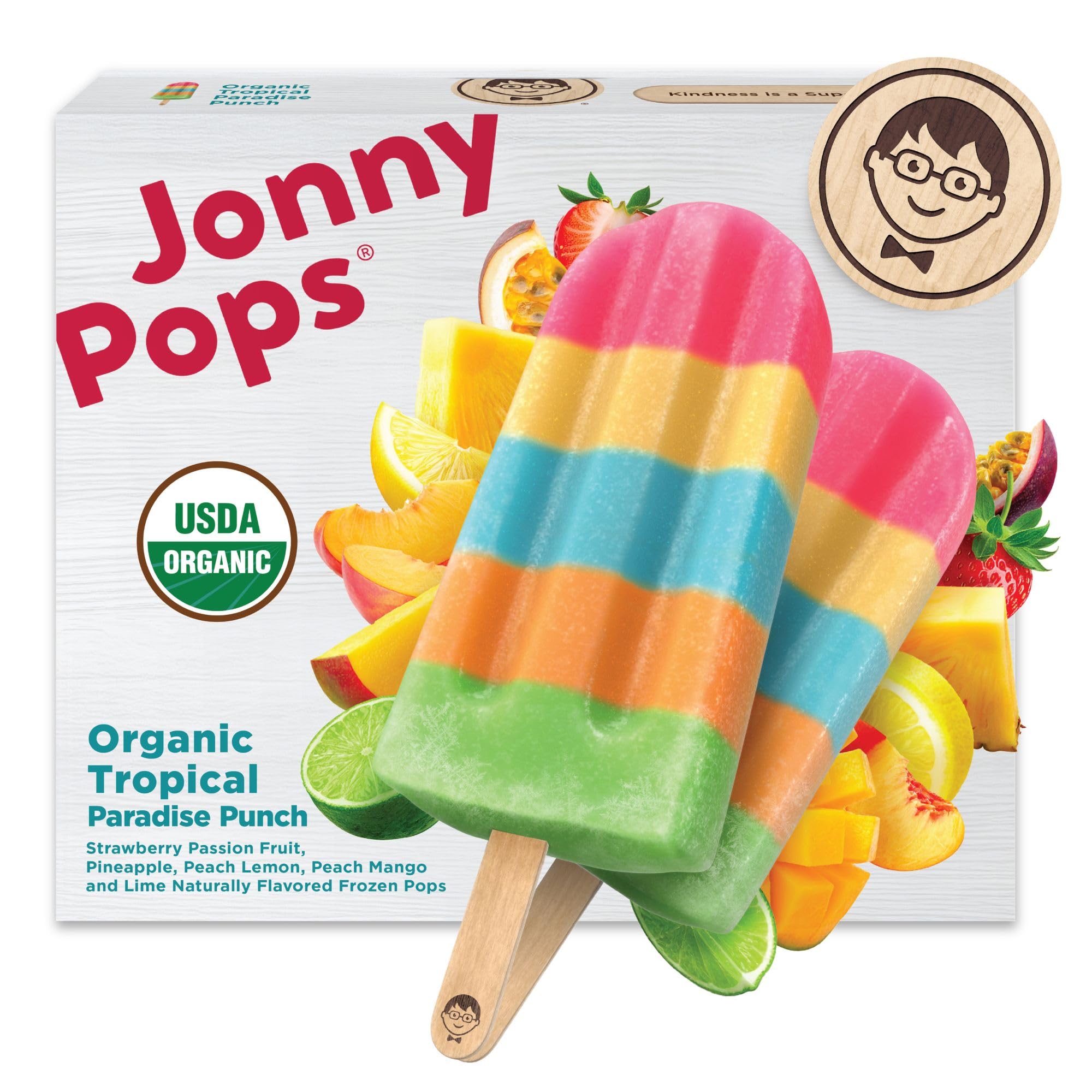 JonnyPops Organic Tropical Paradise Punch Frozen Pops 8ct