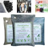 Bamboo Charcoal Bags Odor Absorber, 2 Packs 200g Charcoal Deodorizer Bags with Hooks, Nature Bamboo Charcoals Air Purifying Bags Activated Charcoals