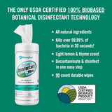 Benefect Botanical Disinfecting Wipes - (90 Wipe Count) Natural, No Residue - Antibacterial Disinfectant, Multi-Surface Cleaning and Sanitizing Wipes