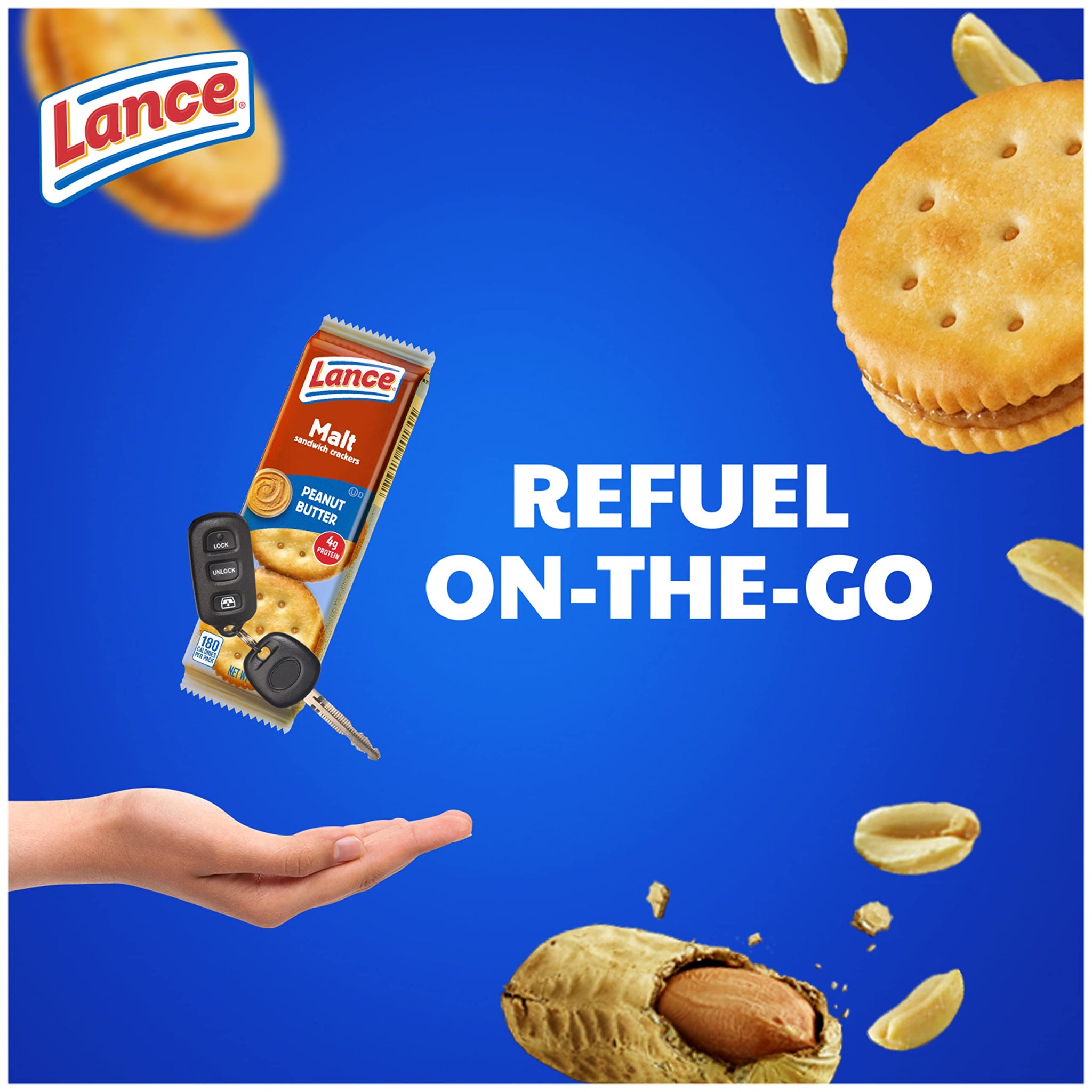 Lance Sandwich Crackers, Malt with Peanut Butter, 8 Ct Box